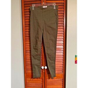 Free People Skinny Denim Jeans 61855-16515125 W 28 Taper Leg Green Raw Fray Hem